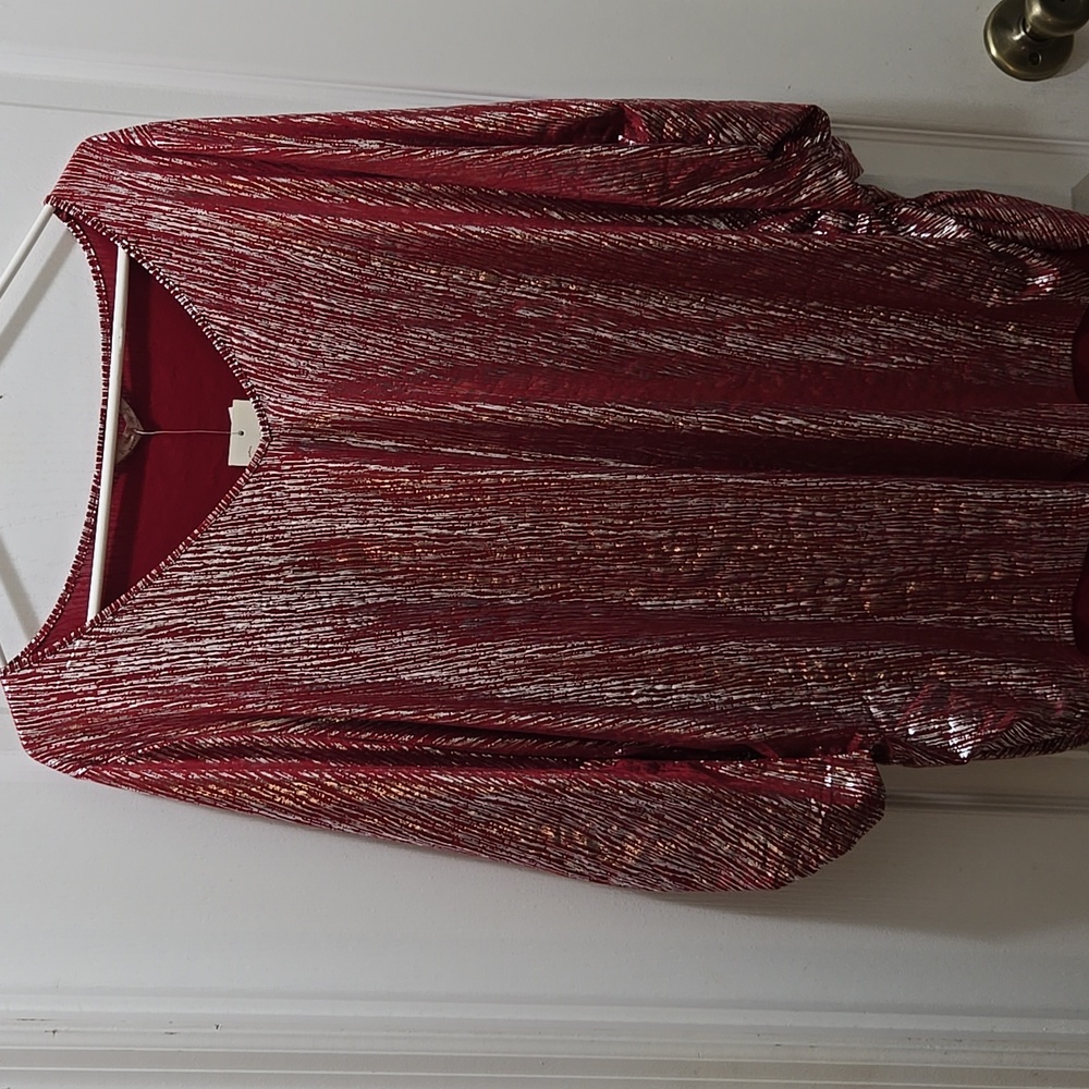 Amiana Red and Silver Women's Blouse